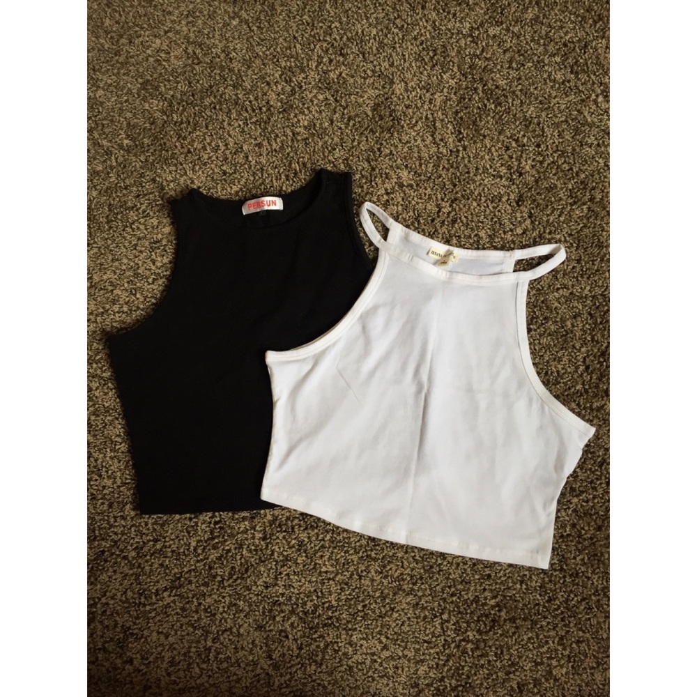 Crop top lot! Both high neck, size L.